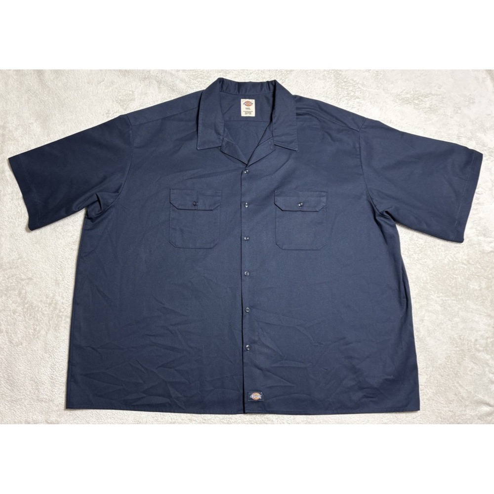 Dickies Work Shirt Men's Size 5XL Dark Blue Short Sleeve Button Up Pockets